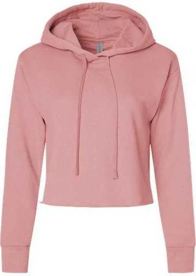 Price Reduction Next Level 9384 Women's Laguna Sueded Raw Edge Crop Hoodie - Desert Pink