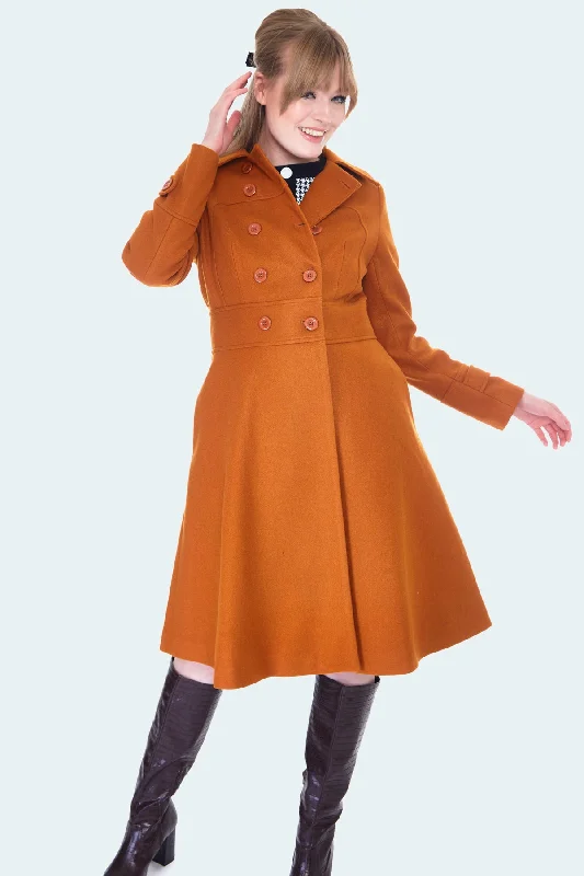 Crazy Savings Grace Double Breasted Coat in Burnt Orange by Voodoo Vixen
