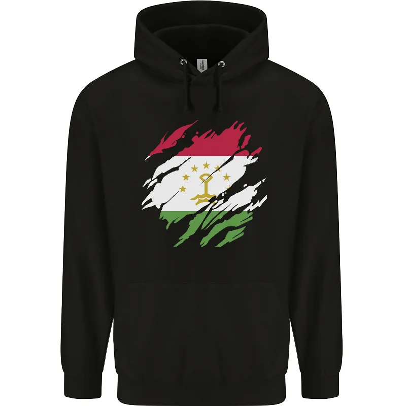 Weekend Deal Torn Tajikistan Flag Tajik Day Football Mens 80% Cotton Hoodie