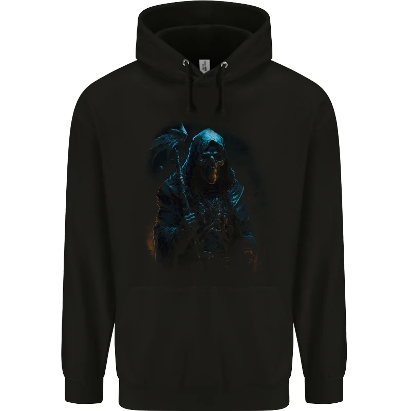 Savings Alert The Grim Reaper and Sythe Skull Design 4 Mens 80% Cotton Hoodie