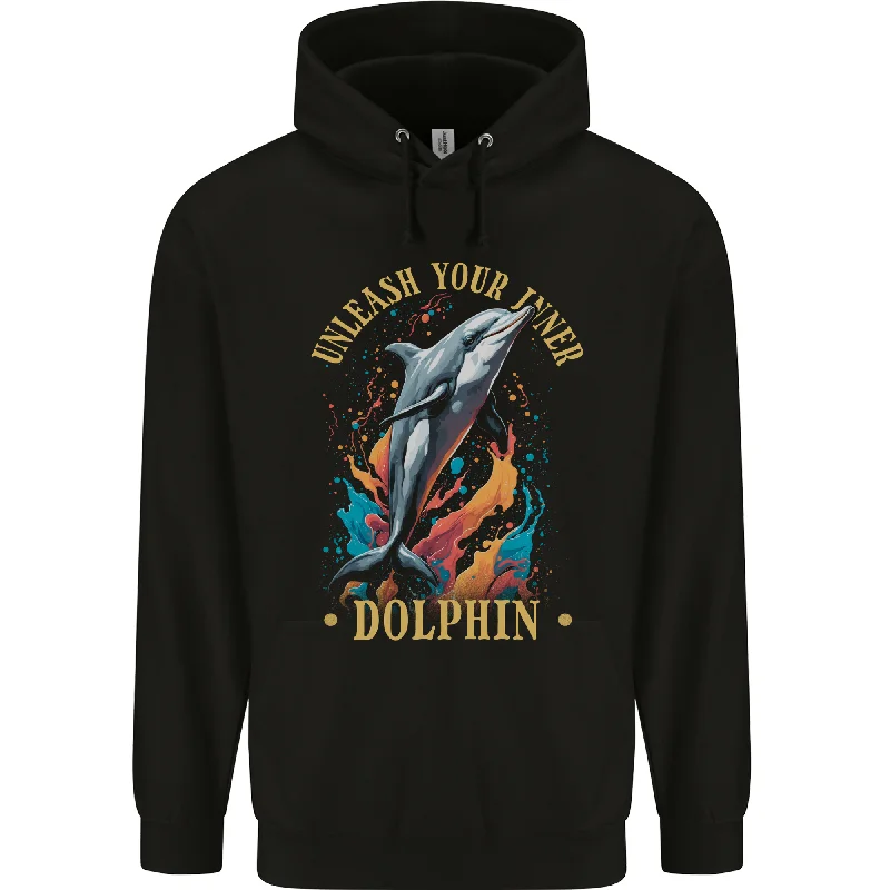 Best Bargains Unleash Your Inner Dolphin Mens 80% Cotton Hoodie