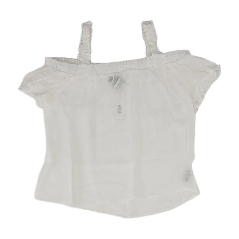 Limited Time Offer White Solid Cropped Knit Top