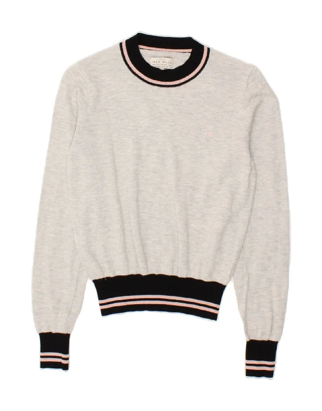 Crazy Deals JACK WILLS Womens Crop Crew Neck Jumper Sweater UK 8 Small  Grey