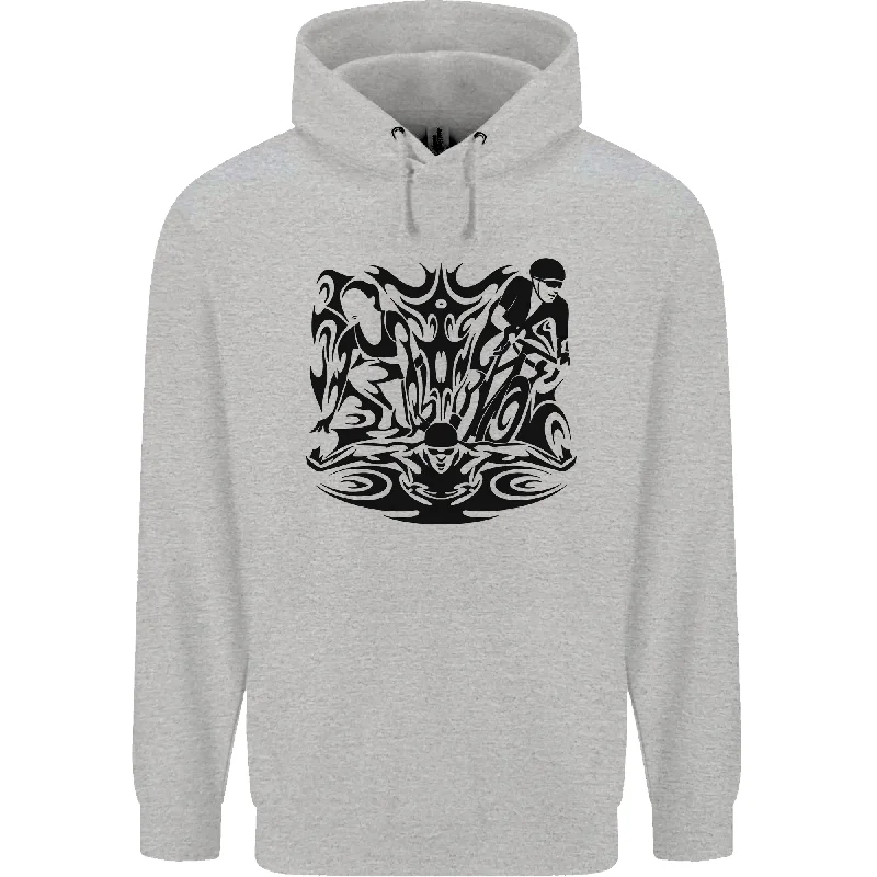 Markdown Madness Tribal Triathlon Swimming Running Cycling Mens 80% Cotton Hoodie