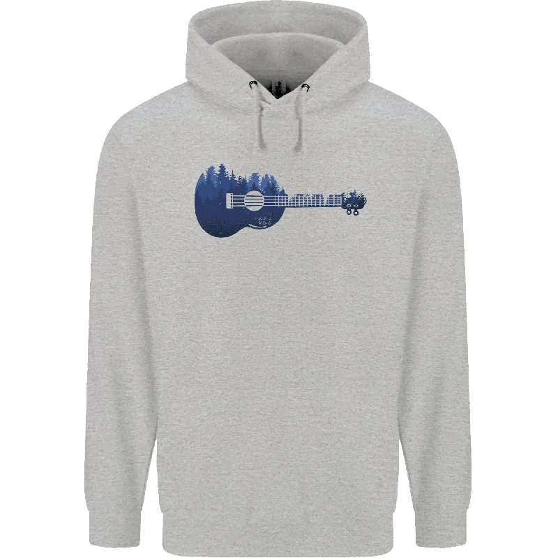 Stock Clearance Ukulele Forest Guitar Music Guitarist Mens 80% Cotton Hoodie