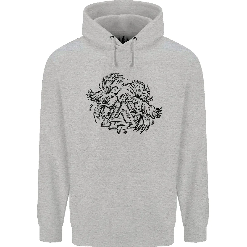 Weekend Deal Valknut Symbol With Ravens Viking Mens 80% Cotton Hoodie