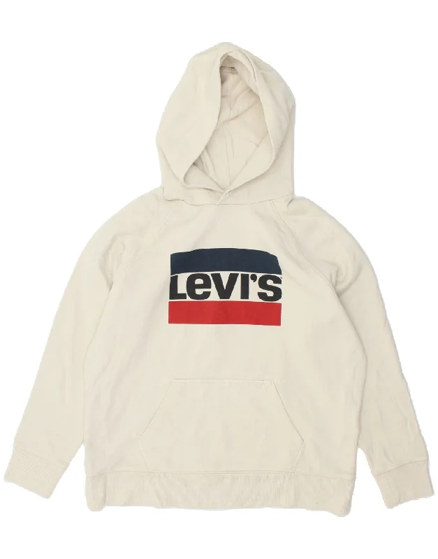 Blowout Deals LEVI'S Womens Graphic Hoodie Jumper UK 14 Medium White