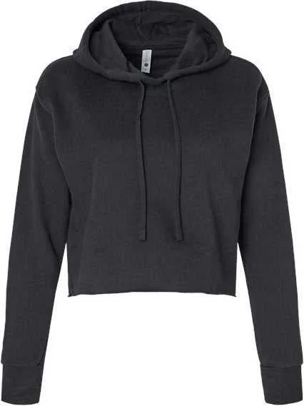 Online Only Next Level 9384 Women's Laguna Sueded Raw Edge Crop Hoodie - Black