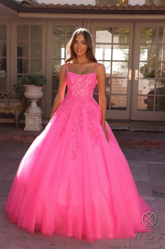 Overstock Nox Anabel H1464 Size 0 Hot Pink Shimmer Tulle Sequin Prom Dress Ballgown Scoop Neck Pageant