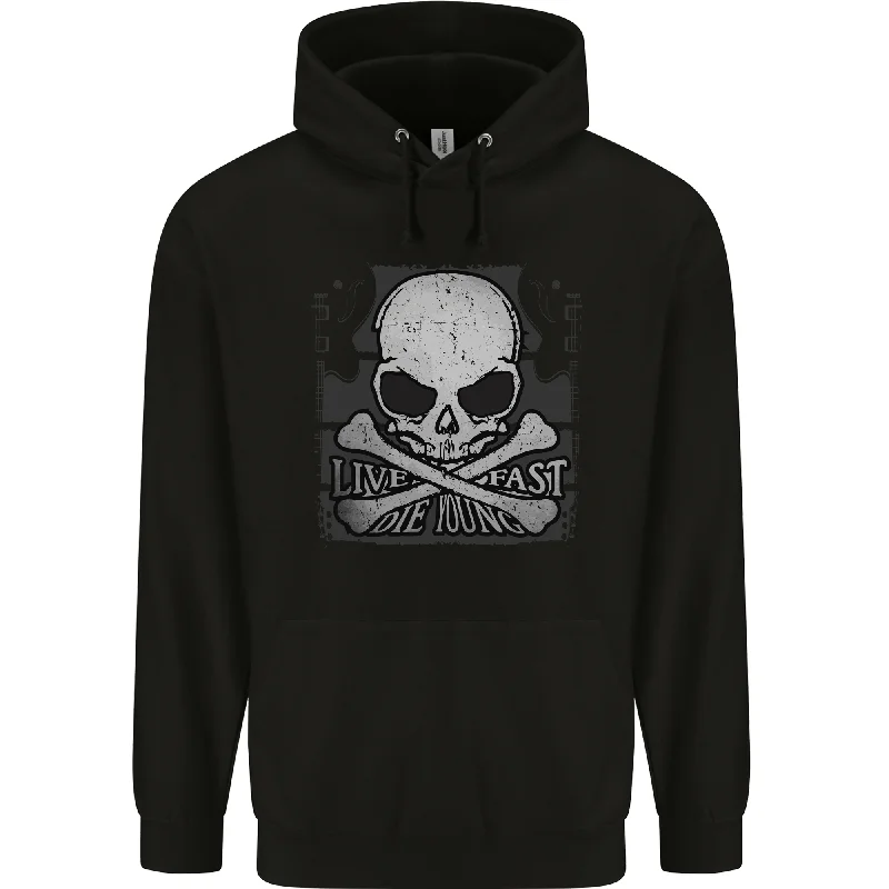 Year-End Sale Ride Fast Biker Skull Motorcycle Guitars Rock Mens 80% Cotton Hoodie