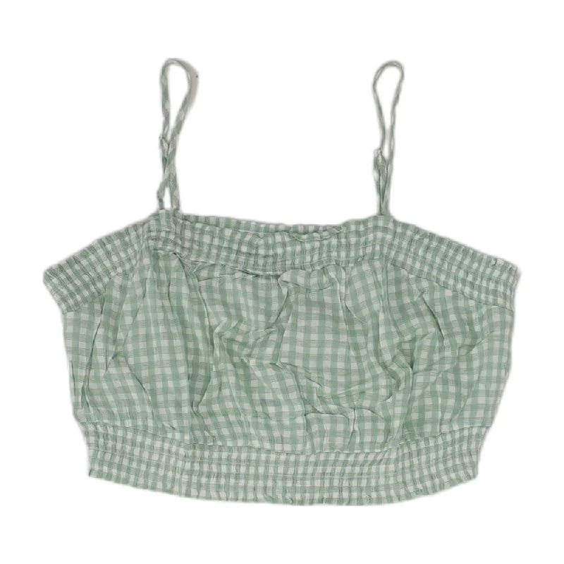 Holiday Sale Green Plaid Cropped Tank