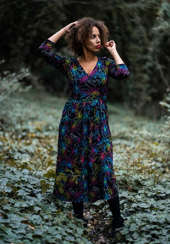 Early Access Silvana Multicoloured Web Print Cotton Midi Dress