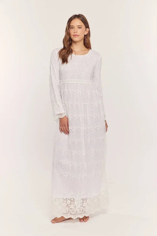 Stock Clearance Ivy White Lace Temple Dress / Simple Wedding Dress