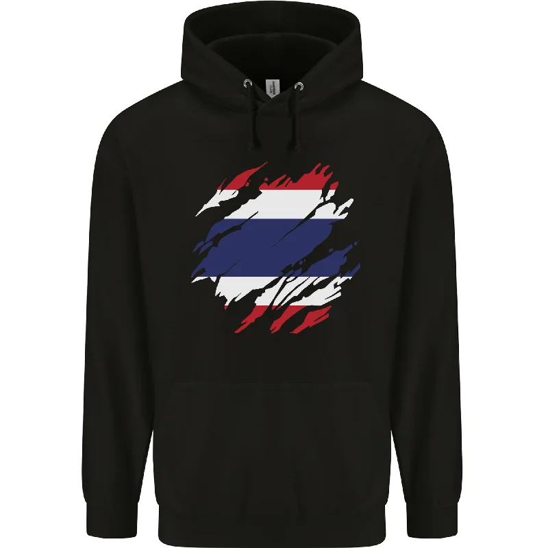 Year-End Sale Torn Thailand Flag Thai Day Football Mens 80% Cotton Hoodie