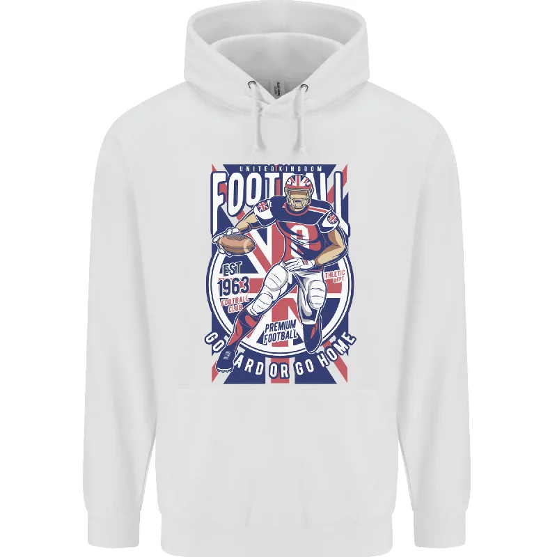 Shop and Save UK American Football Player Mens 80% Cotton Hoodie