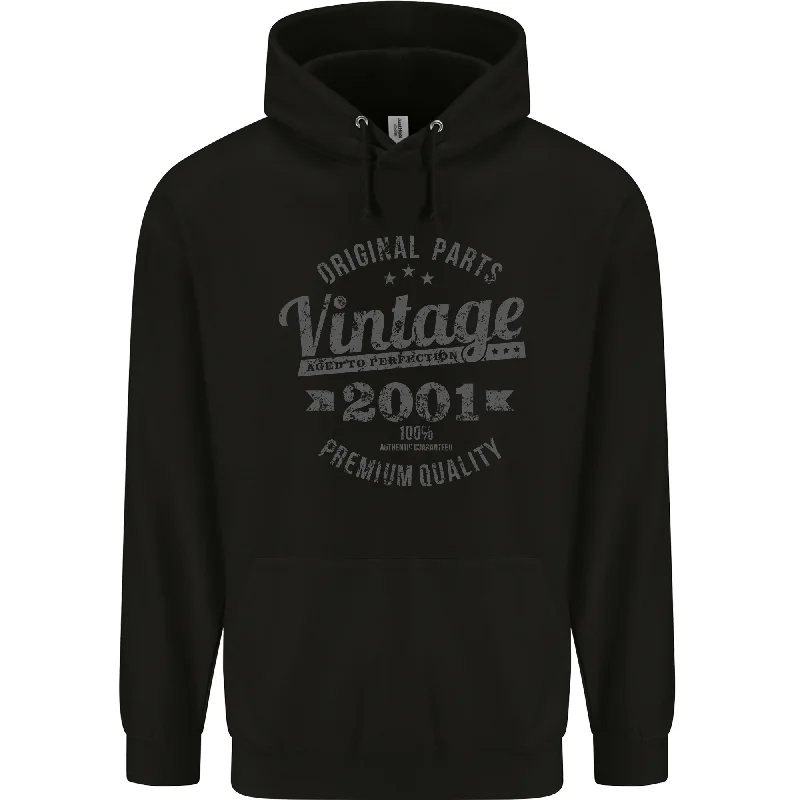 Now or Never Vintage Year 23rd Birthday 2001 Mens 80% Cotton Hoodie Black