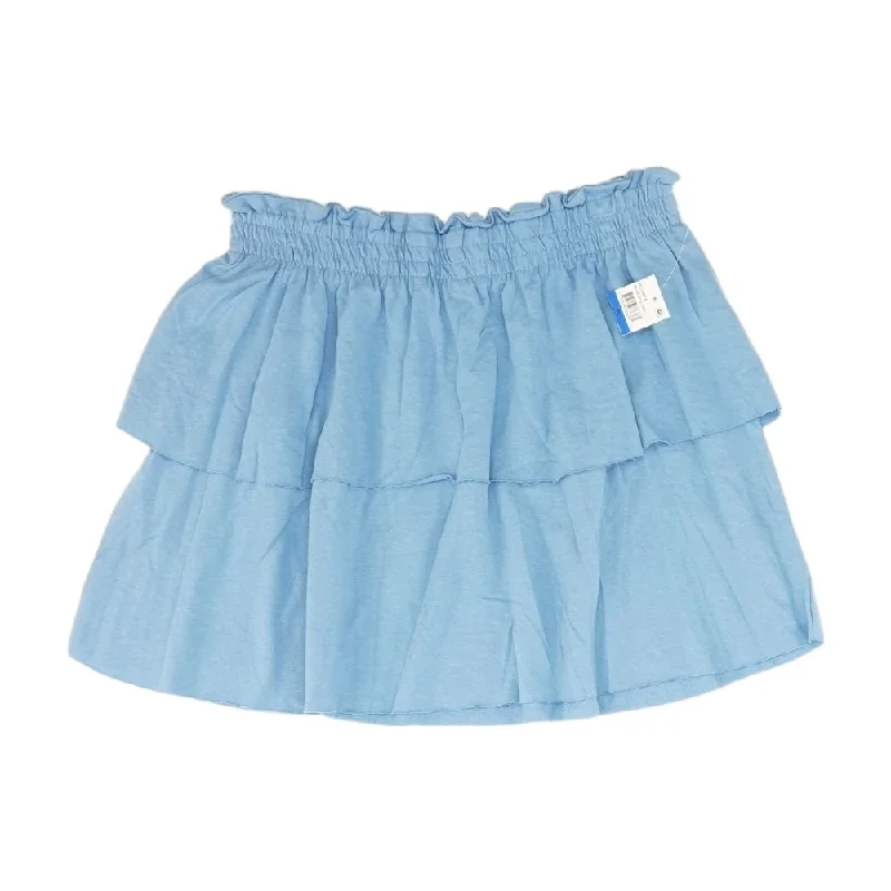 Low Prices Blue Solid Mini Skirt