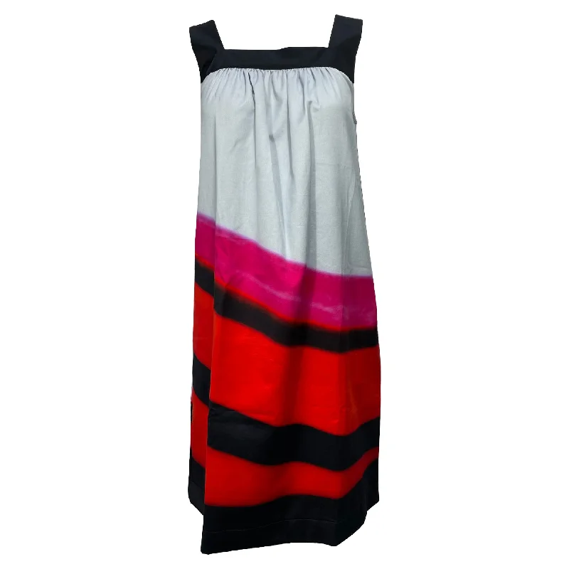 Limited Edition Dries Van Noten x Len Lye Square-Neck Knee-Length Dress in Multicolor Cotton