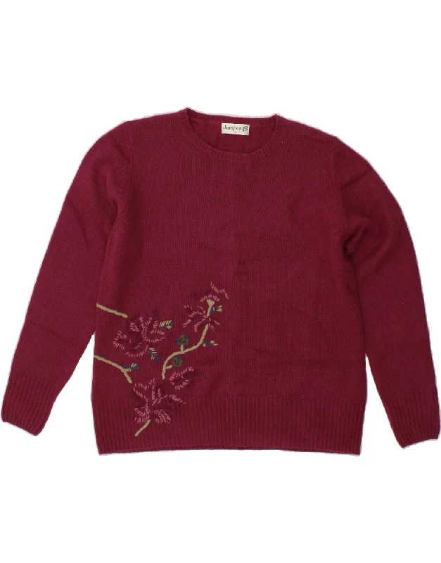 Markdown Madness VINTAGE Womens Graphic Crew Neck Jumper Sweater UK 16 Large Burgundy