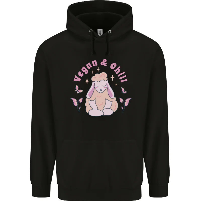 Exclusive Deal Vegan & Chill Meditation Yoga Spiritual Mens 80% Cotton Hoodie
