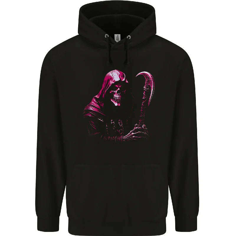 Deal Alert The Grim Reaper and Sythe Skull Design 3 Mens 80% Cotton Hoodie