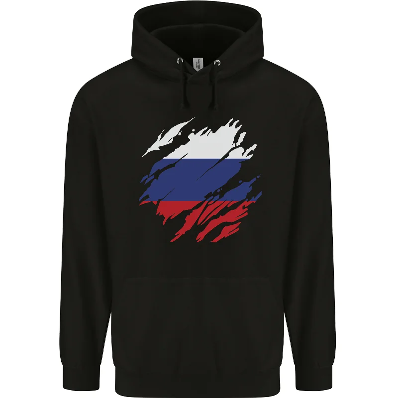 Markdowns Torn Russia Flag Russian Day Football Mens 80% Cotton Hoodie