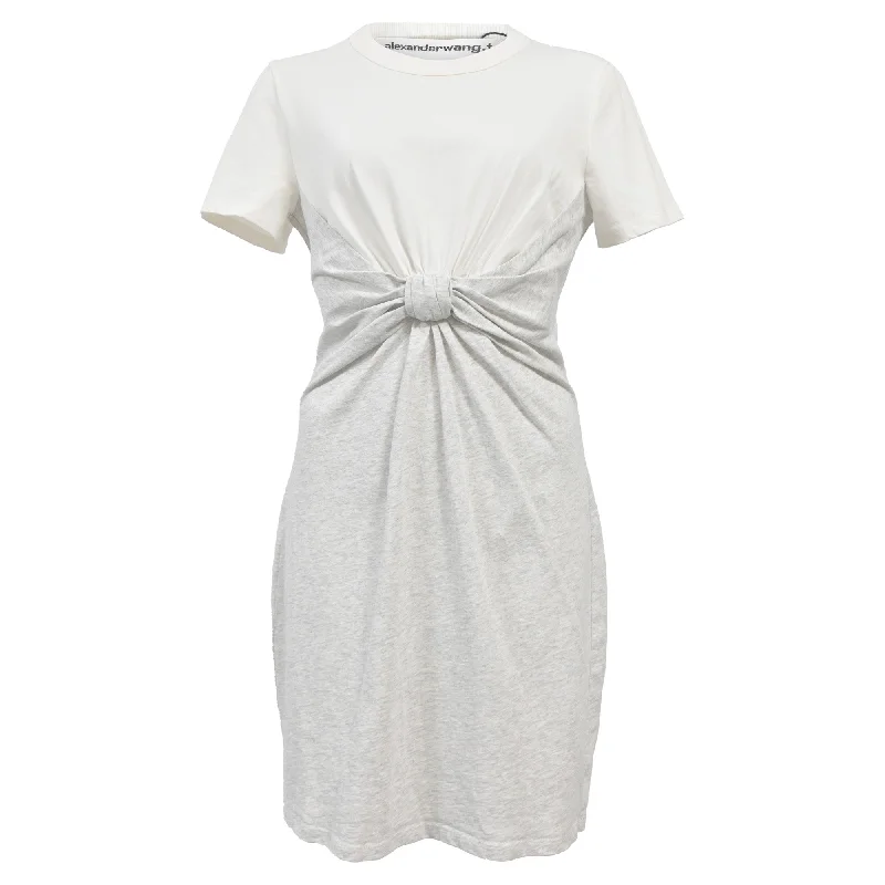 Limited Availability Alexander Wang T Knotted T-shirt Dress In White Cotton