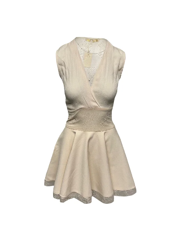 Mega Sale Maje Lace Detail Mini Dress in Cream Viscose