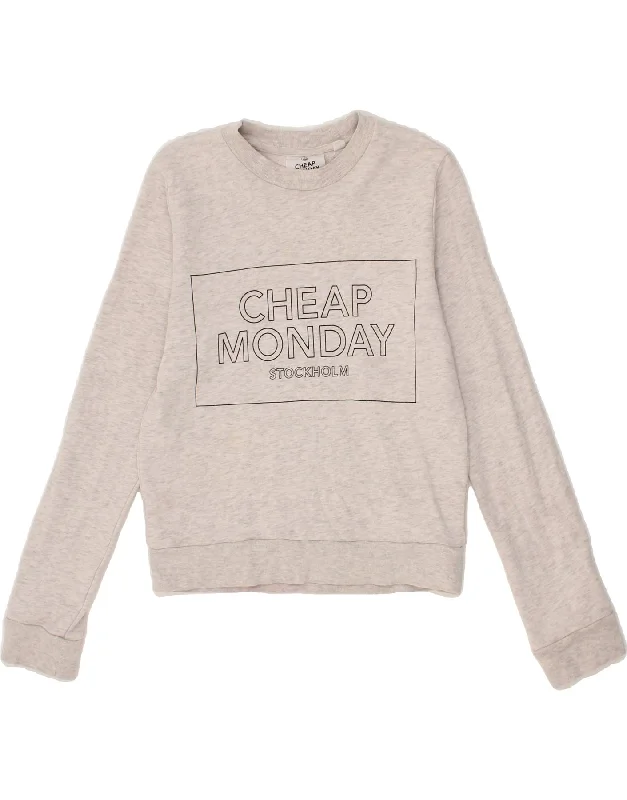 Buy More, Save More CHEAP MONDAY Womens Stockholm Graphic Sweatshirt Jumper UK 10 Small Grey