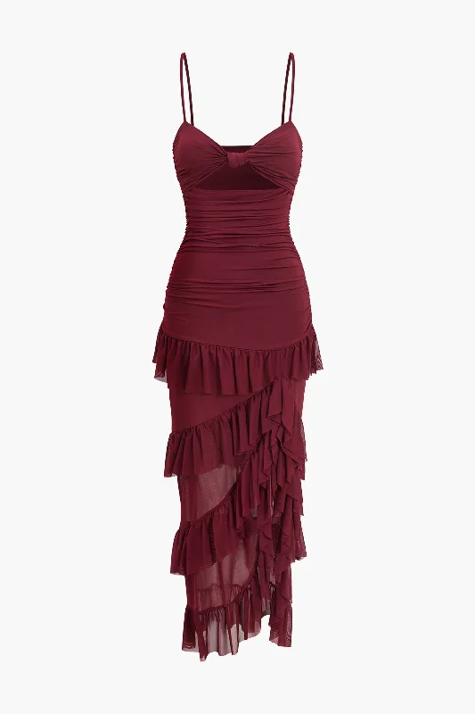 Exclusive Preview Multilayer Ruffle Slip Maxi Dress