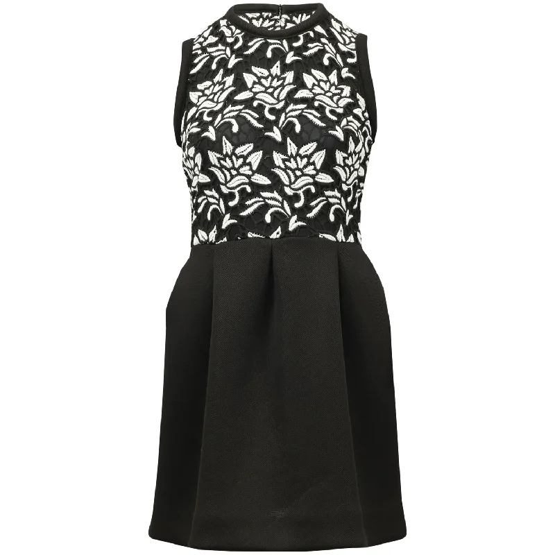 Price Smash Sandro Pleated Mini Dress in Black Polyester