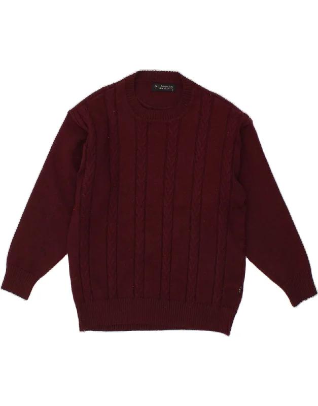 Year-End Sale VINTAGE Womens Crew Neck Jumper Sweater UK 14 Medium Burgundy Wool