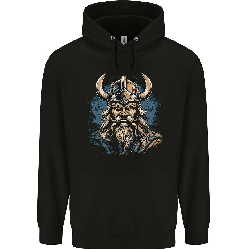 Closeout Viking With Horned Helmet Mens 80% Cotton Hoodie