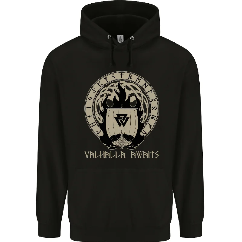 Discount Deals Vikings Valhalla Awaits Valknut Symbol Odin Mens 80% Cotton Hoodie