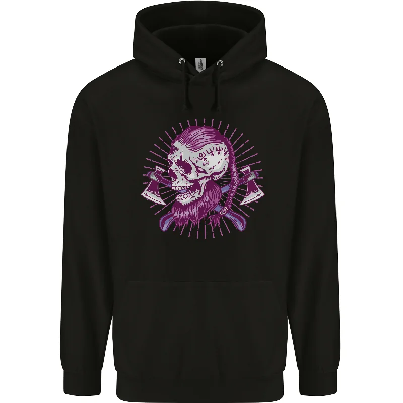 Act Now Viking Axe Skull Mens 80% Cotton Hoodie