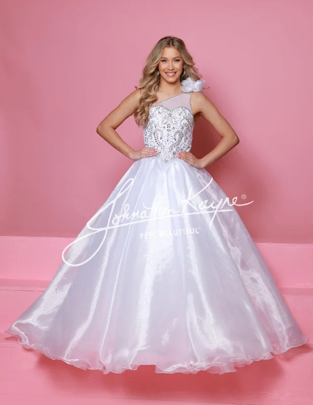 Major Savings Sugar Kayne C355 Size 2 White Girls Pageant Dress One Shoulder Ballgown Formal Crystal Bodice Organza
