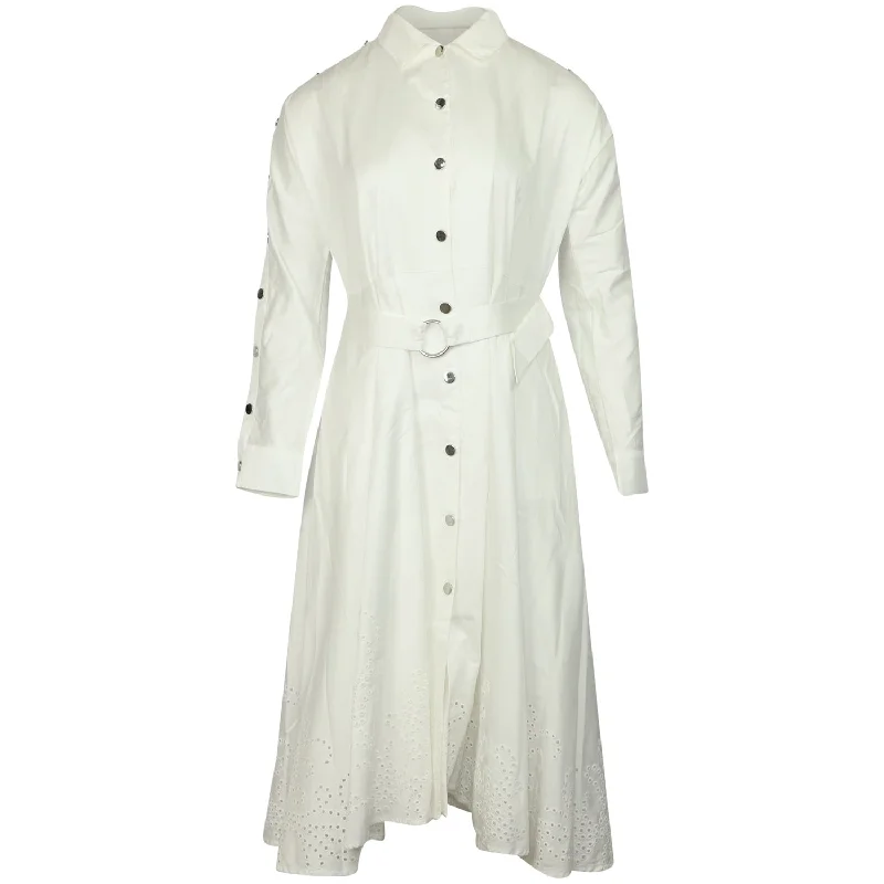 Price Fest Maje Dress with Studded Sleeves in White Cotton