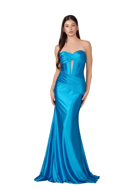 Clearance Items Nox Anabel T1500 Size 2 Ocean Long Formal Corset Dress Cut Out Strapless Prom Evening Gown Sweetheart