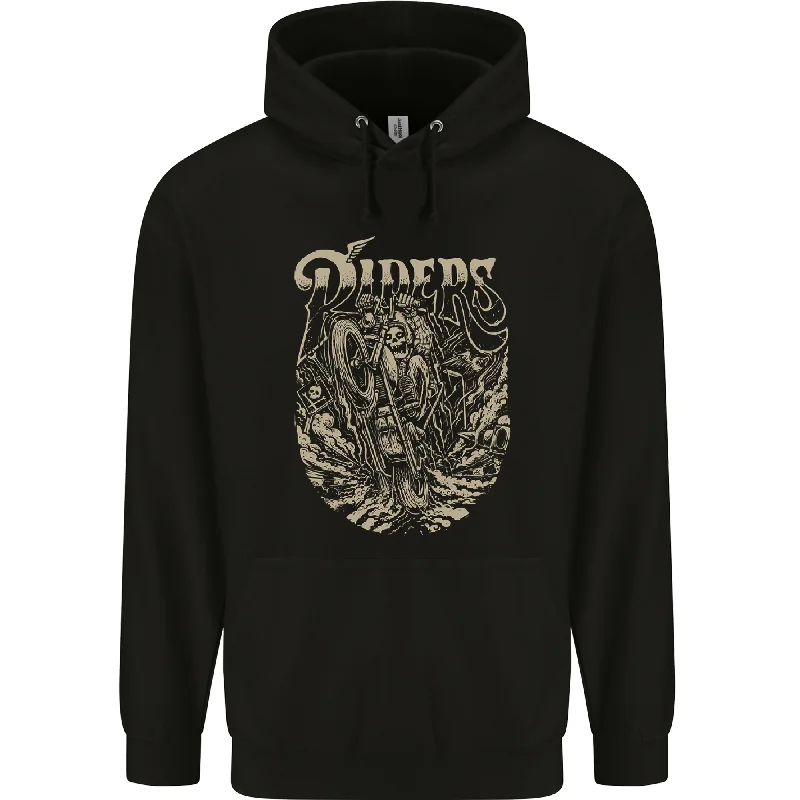 Sneak Peek Sale Riders Skull Biker Motorbike Motorcycle Mens 80% Cotton Hoodie