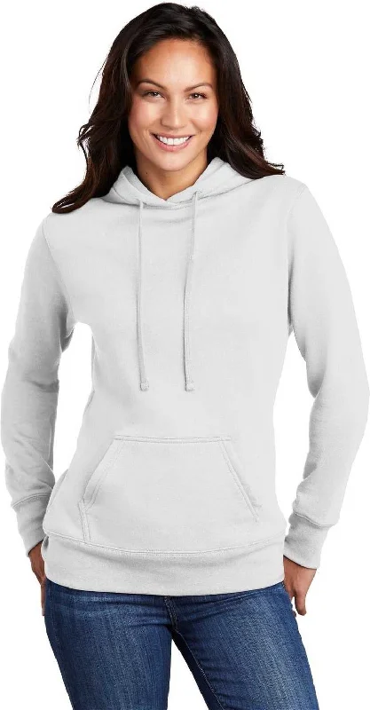 New Deals Port & Company LPC78H Ladies Core Fleece Pullover Hooded Sweatshirt - White