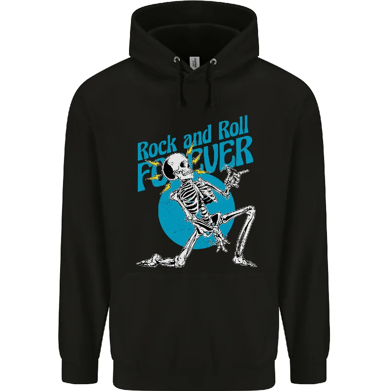 Closeout Sale Rock & Roll Forever Air Guitar Skeleton Skull Mens 80% Cotton Hoodie