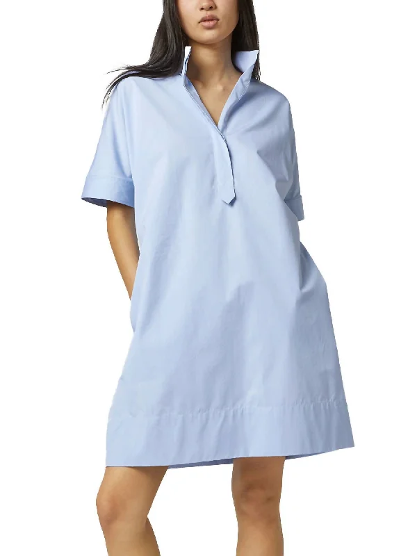 Value Deals Short Popover Dress In Blue Poplin