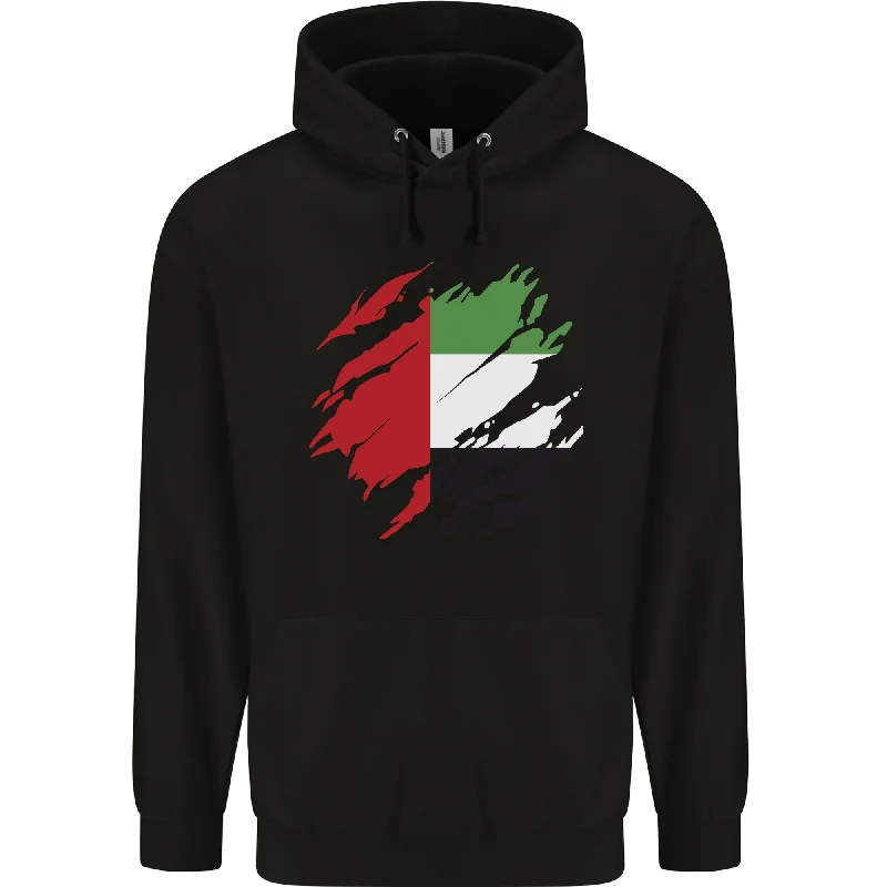 Limited Stock Torn UAE Flag Day Emirati Day Football Mens 80% Cotton Hoodie