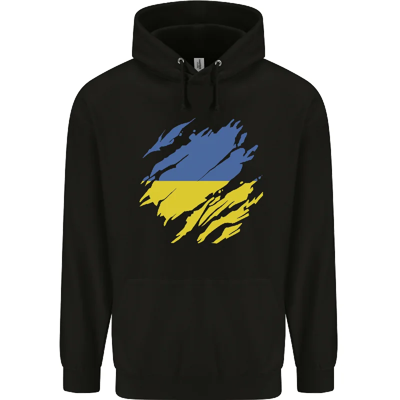 Deal of the Day Torn Ukraine Flag Ukrainian Day Football Mens 80% Cotton Hoodie