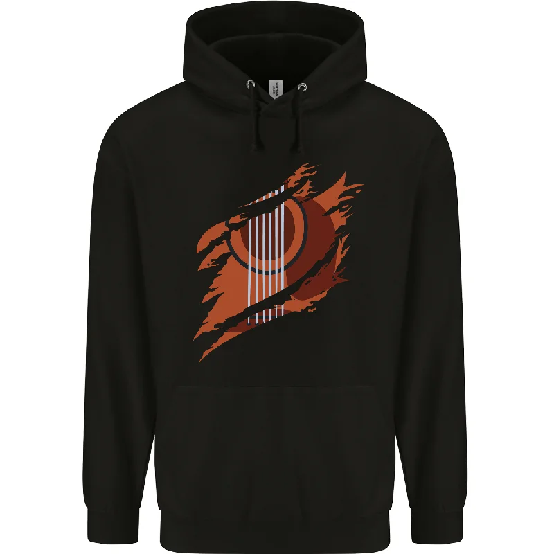Seasonal Clearance Ripped Torn Acoustic Guitar Music Funny Mens 80% Cotton Hoodie