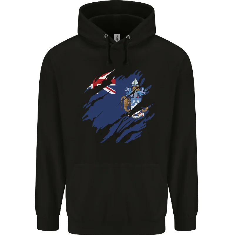 Sale Event Torn Flag Tristan da Cunha Mens 80% Cotton Hoodie