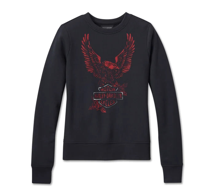 Clearance Sale Harley-Davidson® Women's Flying Eagle Crewneck - Black Beauty