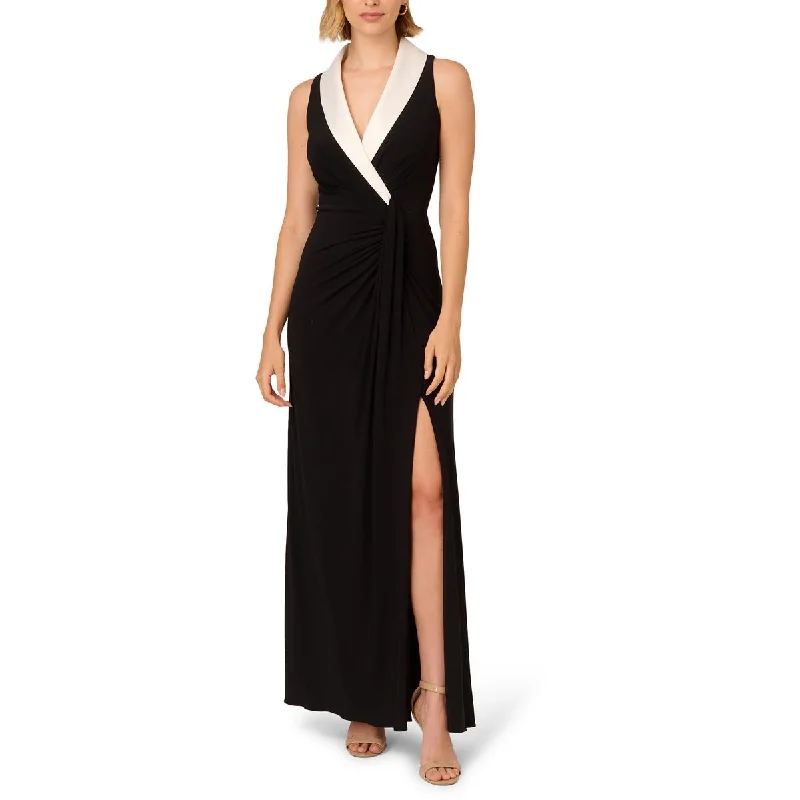 Final Clearance Womens Shawl Collar Maxi Dress
