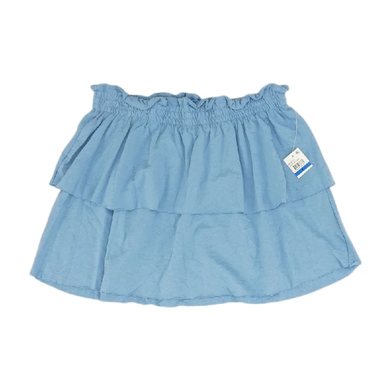 Super Sale Blue Solid Mini Skirt
