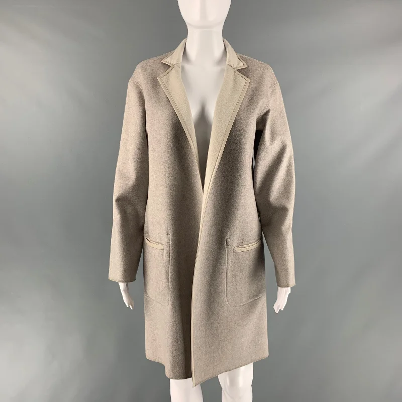 Major Savings FALCONERI Size S Grey Cashmere Leather Open Front Coat